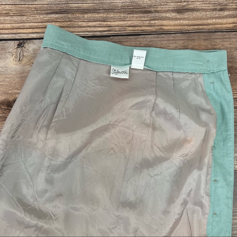 Vintage Linen Suit Mint Green Size 8 - Picture 11 of 13